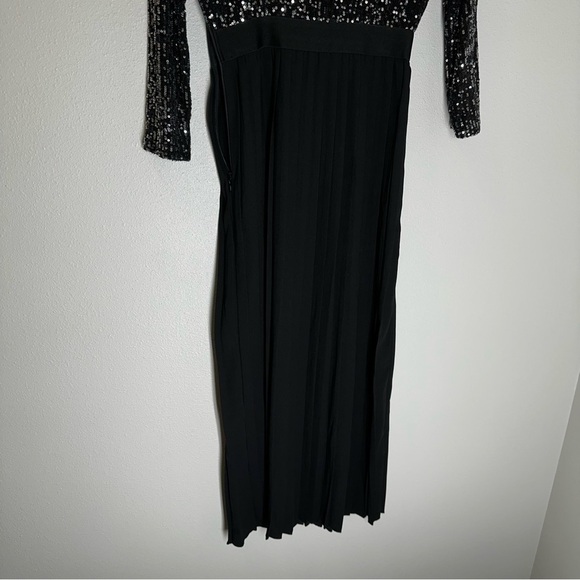 ASOS Little Mistress Sequin Pleated Midi Dress Black Silver Size 4 Women’s - Picture 13 of 14